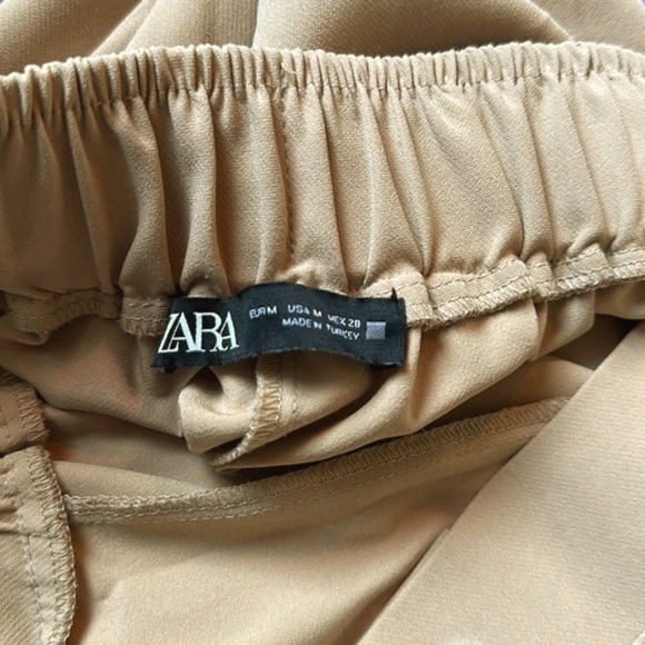 Zara Tan Cargo Pockets Joggers stretch back waist for comfort size M - Picture 3 of 12